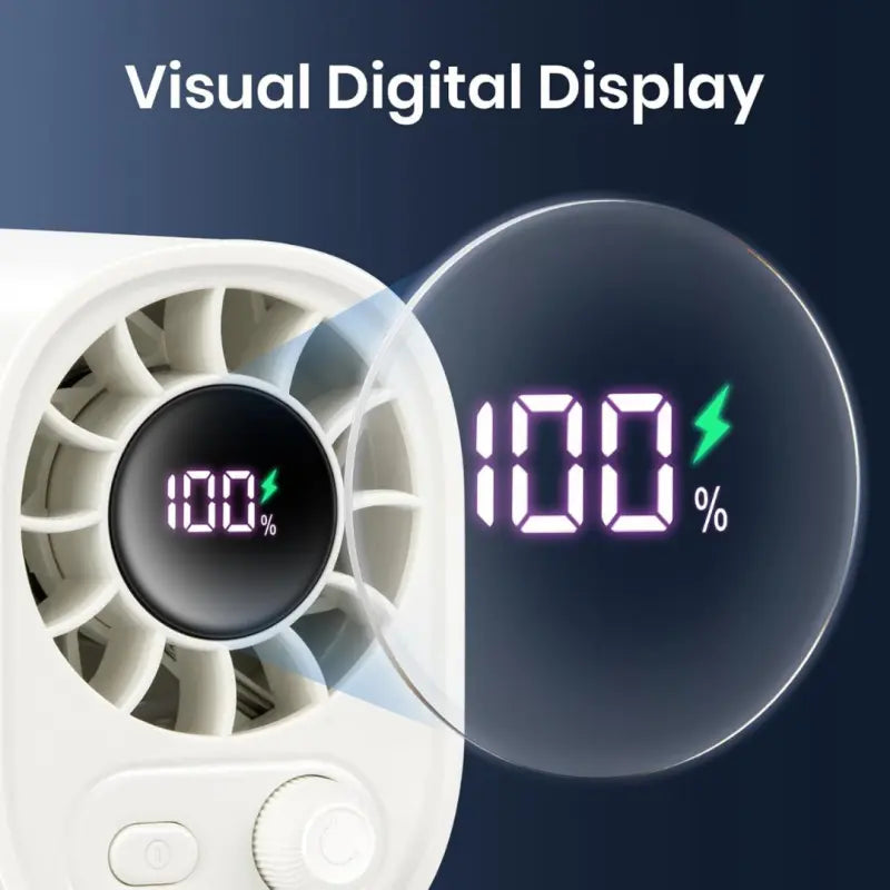 Car Clip-On Fan with LED Display, 360° Rotation, Stepless Speed Adjustment, USB Rechargeable 1800Mah Battery, Personal Portable Cooling Fan, Button Control