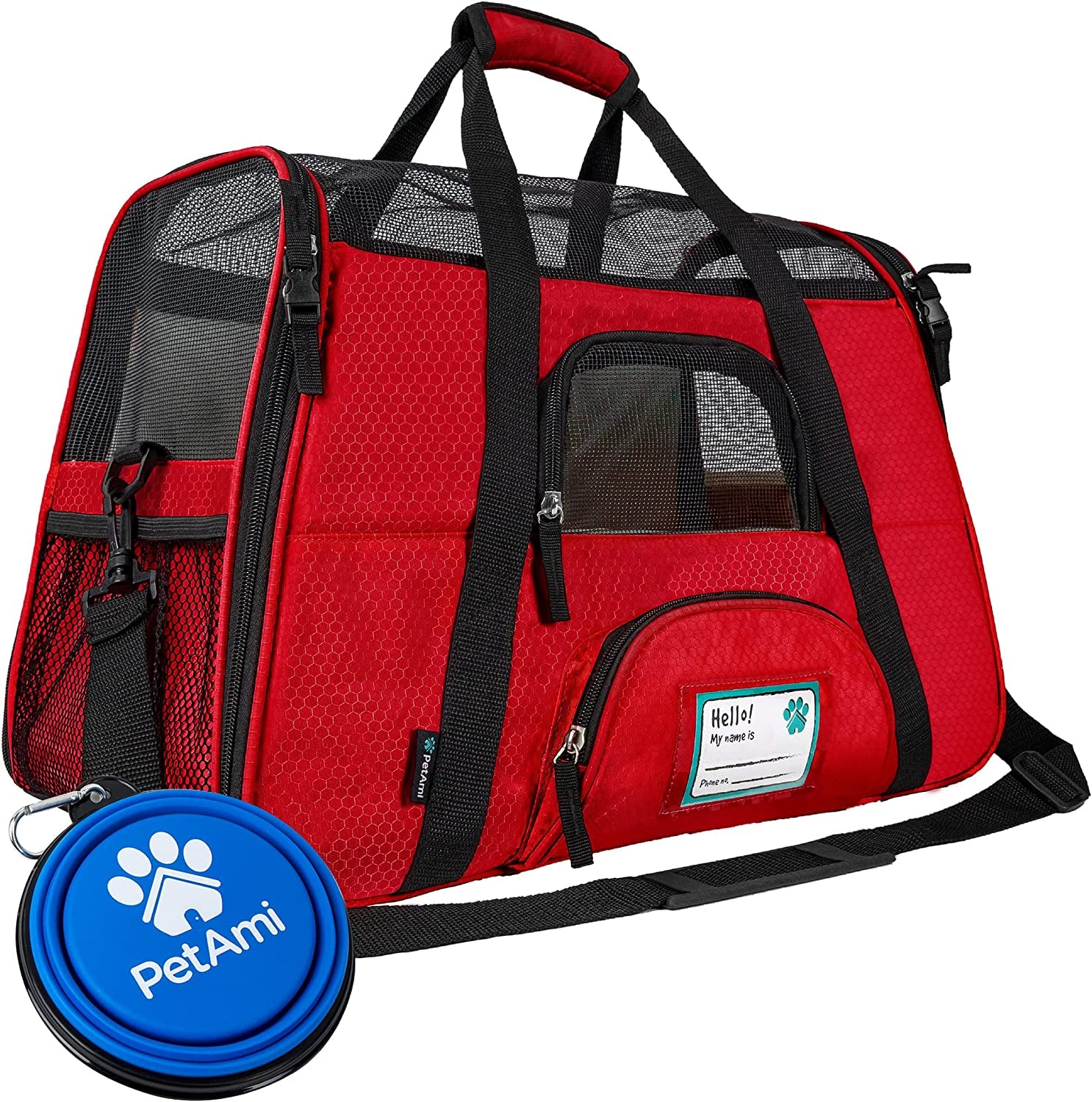 Airline Approved Pet Carrier for Cats & Small Dogs, Soft Sided TSA Travel Carrier Bag with Sherpa Bed, Breathable Mesh Ventilation, Collapsible Bowl, up to 18 Lbs, Large Heather Purple