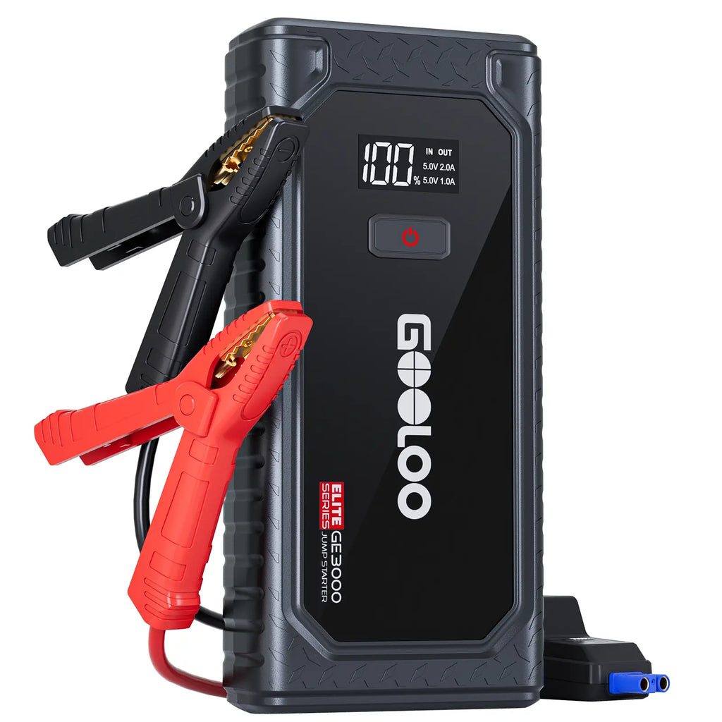 GOOLOO GE3000 Portable Car Jump Starter - 3000A Lithium Battery Booster for Gas Engines up to 8.5L and Diesel Engines up to 6L, Featuring Smart Charging Port and LED Light