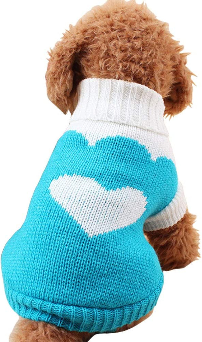 Pet Dog Sweaters Classic Knitwear Turtleneck Winter Warm Puppy Clothing Cute Strawberry and Heart Doggie Sweater (Red2, Xx-Small)