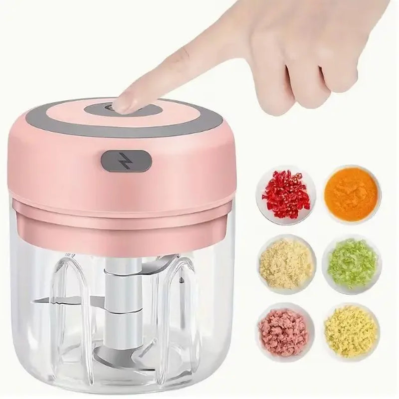 Portable Mini Multifunctional Electric Food Chopper, Single Speed Mincer for Veg, Tomato, Ginger Paste, Button Activated Mini Blender, Compact Kitchen Gadget for Baby Food, Seasoning & Daily Home Ingredient Prep for Small Family Home Cooking Daily Use