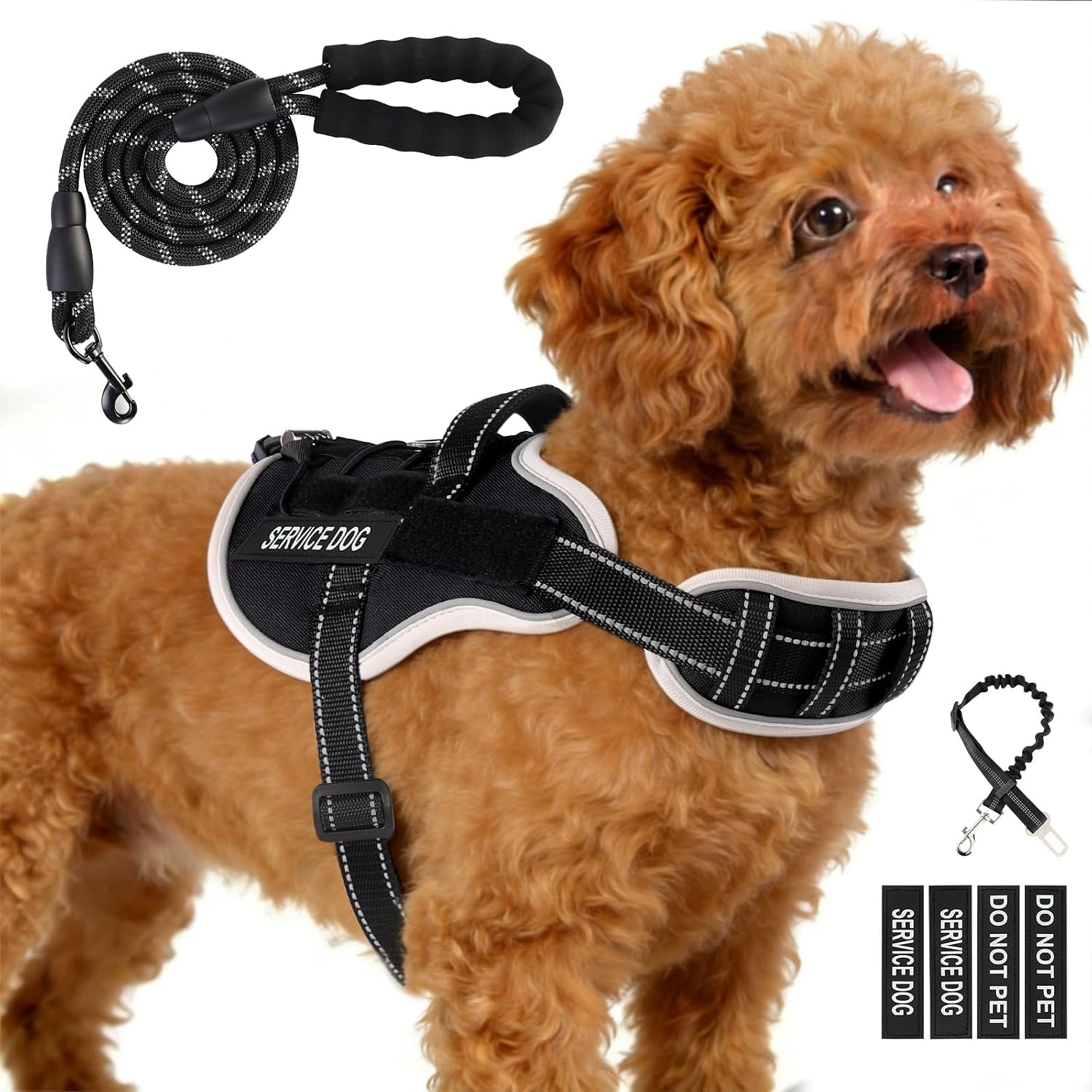 Service Dog Vest, No Pull Dog Harness Small Medium Sized Dog, Service Dog Harnesses and Leash Set, Reflective Easy Walk Dog Vest Harness with Handle, Service Animal Vest for Dogs(Pink, M)