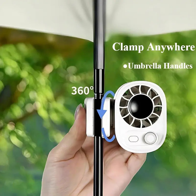 Car Clip-On Fan with LED Display, 360° Rotation, Stepless Speed Adjustment, USB Rechargeable 1800Mah Battery, Personal Portable Cooling Fan, Button Control