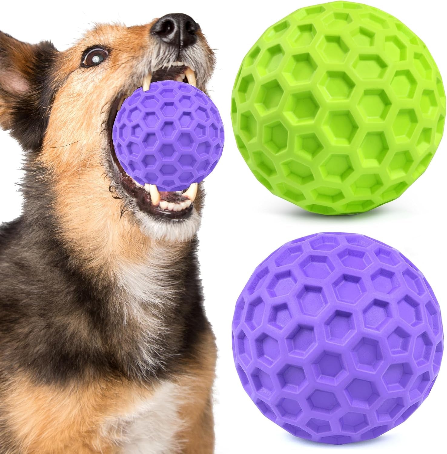 Squeaky Dog Toys for Aggressive Chewers, Indestructible Dog Balls for Aggressive Chewers, Squeaky Balls for Dogs, Interactive Toys for Large Dogs, Funny Heavy Duty Ball
