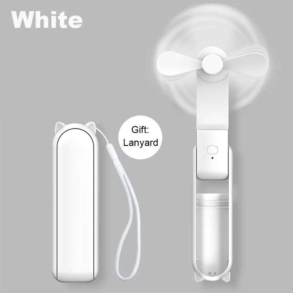 Portable Mini Handheld Fan Small Pocket Fan USB Rechargeable Battery Fan Folding Cooling Hand Fan Mini USB Fan with Power Bank