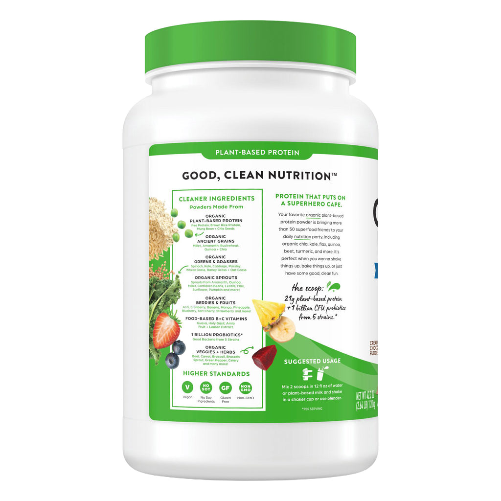 Organic Protein and Superfoods Plant Based Protein Powder, Creamy Chocolate Fudge, 2.64 Lbs