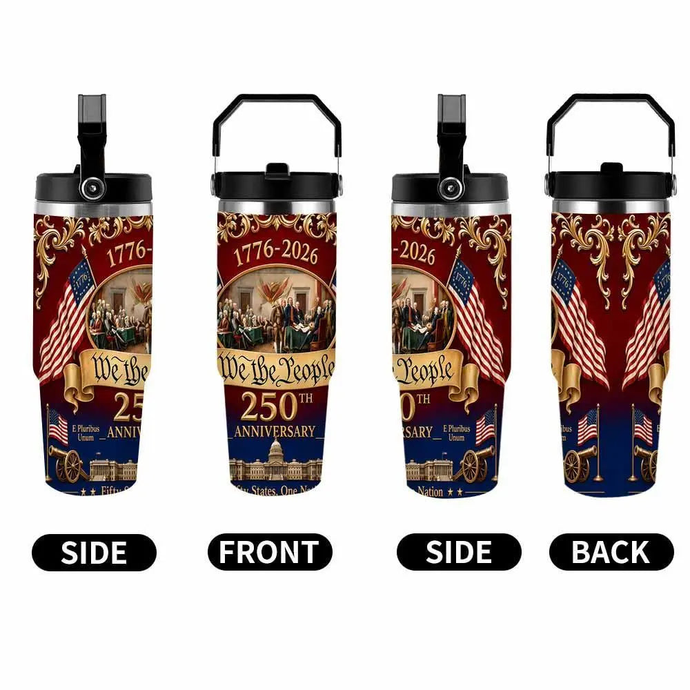 We the People 250Th Anniversary Patriotic Car Cup (40Oz/30Oz/20Oz) American Independence Print Double Wall Stainless Steel Leakproof Keeps Drinks Hot or Cold Perfect for Office Travel Outdoor Events Holiday Celebration Gift for Friends Summerwins