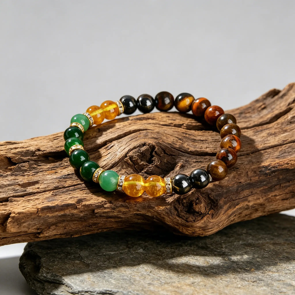 4Pcs Money Attraction Bracelet Aesthetic with Green Aventurine & Tiger Eye - Blue Friendship Bracelet Beaded Jewelry Protection Bracelet Encouragement Gift Fashion Premium Bracelet Colorblock Beaded Crystal Bracelet Handmade Christmas Gift Travelessential