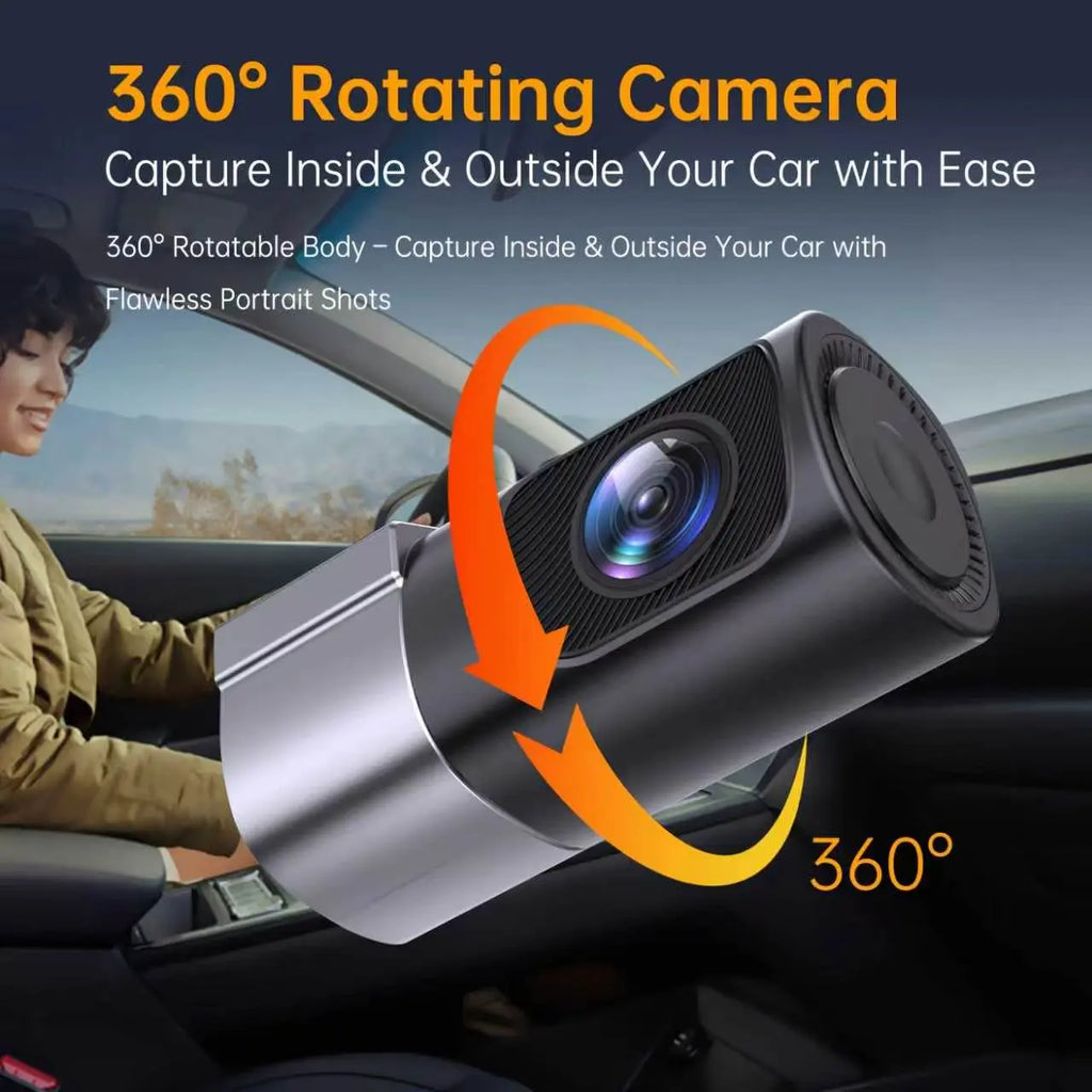 Wired Wifi Dash Cam 1080P HD ，Comes with a Free 32GB TF Card 360° Rotatable Mini Car Camera with Night Vision, Loop Recording, 24H Parking Monitor Dvr Card Storage