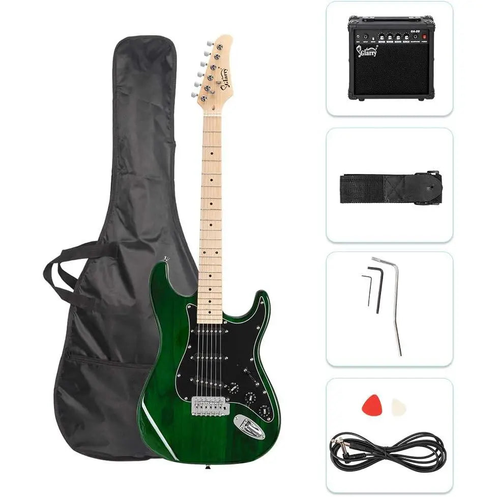 GLARRY Full Size Electric Guitar for Music Lover Beginner with 20W Amp and Accessories Pack Guitar Bag