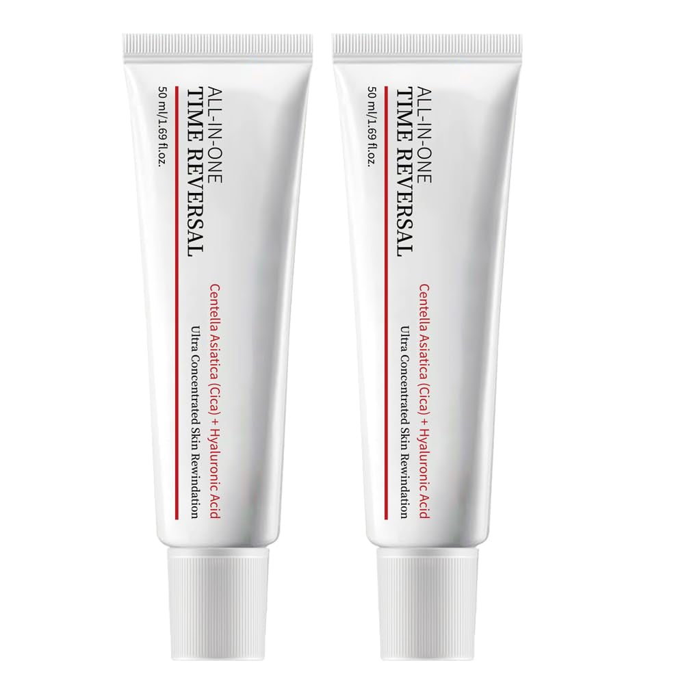 2PCS All-In-One Time Reverse Cream with Centella Asiatica (Cica), Deeply Moisturizes and Nourishes the Skin, Nourishing, Hydrates, Firms & Reduces Wrinkles, Collagen & Hyaluronic Acid
