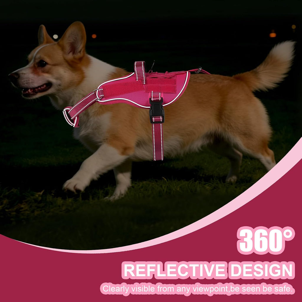 Service Dog Vest, No Pull Dog Harness Small Medium Sized Dog, Service Dog Harnesses and Leash Set, Reflective Easy Walk Dog Vest Harness with Handle, Service Animal Vest for Dogs(Pink, M)