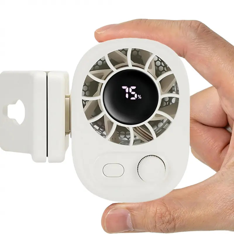 Car Clip-On Fan with LED Display, 360° Rotation, Stepless Speed Adjustment, USB Rechargeable 1800Mah Battery, Personal Portable Cooling Fan, Button Control