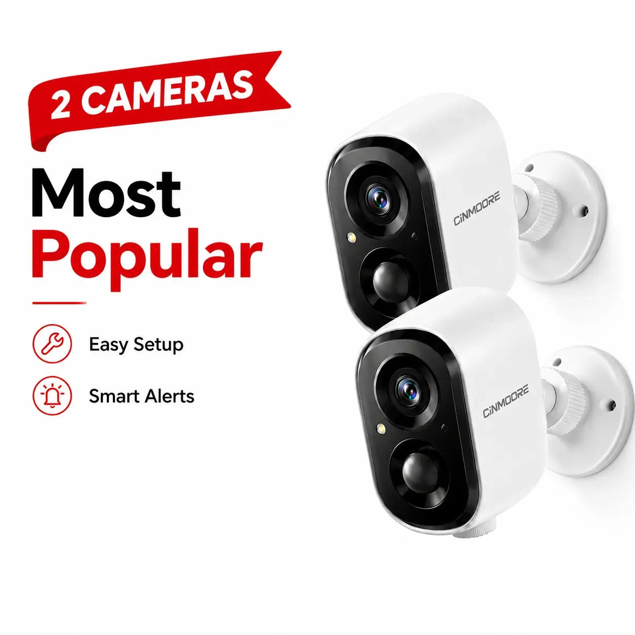 CINMOORE 2.5K Wireless Home Security Camera - Magnetic Wifi Camera with Color Night Vision, 2-Way Audio, Human Motion Sensor, Local Storage, Waterproof, Easy Installation, Smart Home Gadget for Garage, Camera Security Cameras for Home
