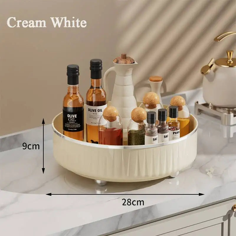 360° Rotating Seasoning Storage Rack Kitchen Storage Spice Rack Non-Slip Cabinet Organizer Tray Plate Cosmetic Organizer Bin