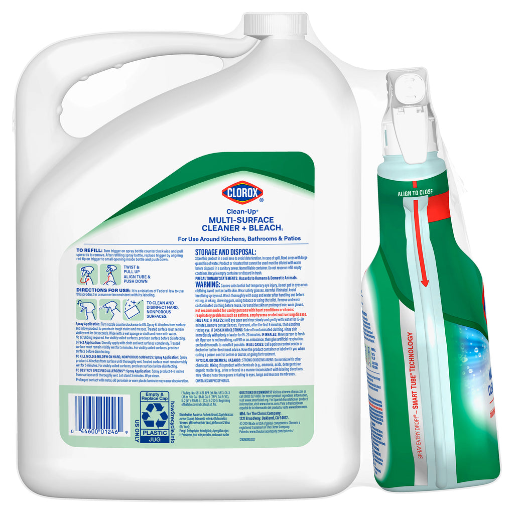Clorox Clean-Up All Purpose Cleaner with Bleach, Original, 32 Fl Oz Spray & 180 Fl Oz Refill