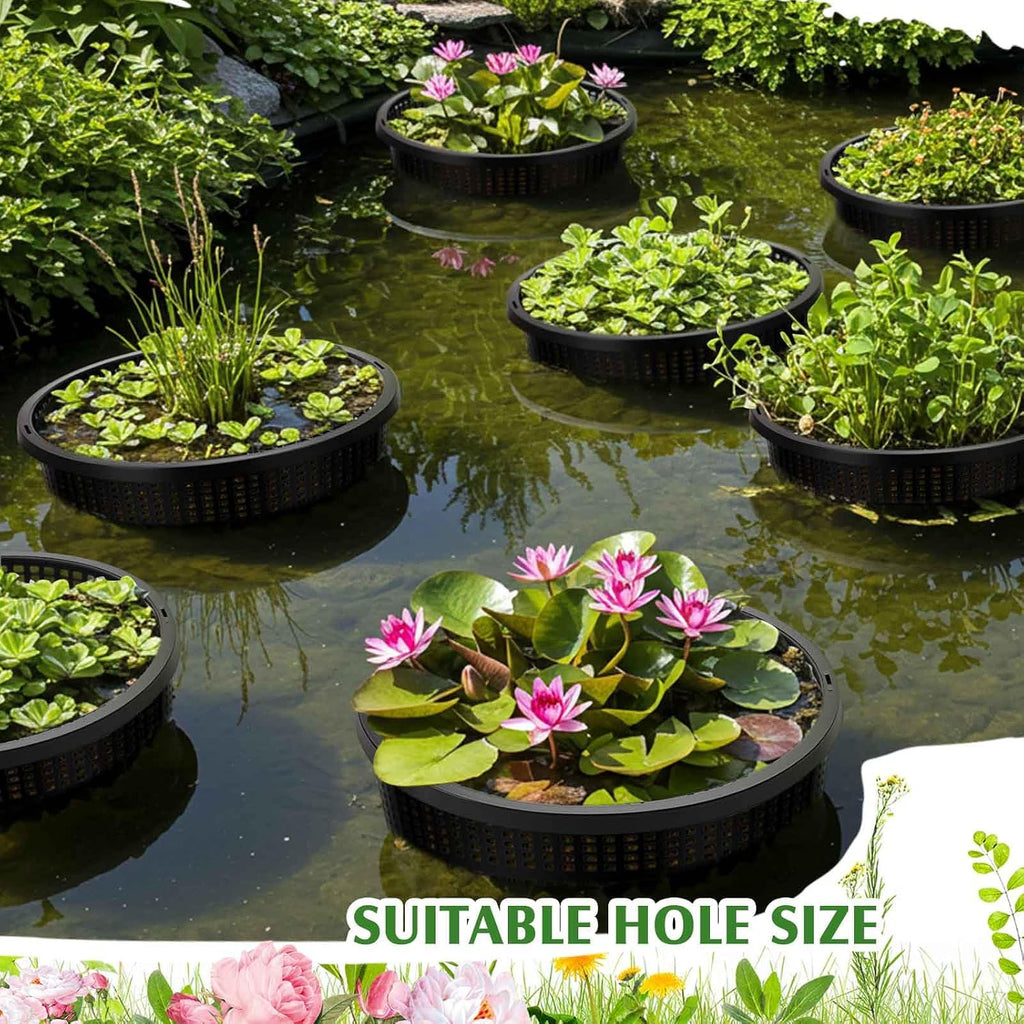 16 Pcs Aquatic Plant Pots 6 Inch round Pond Plant Baskets Net Pots for Hydroponics Black Plastic Mesh Pond Containers for Hydroponics Live Aquarium Flowers