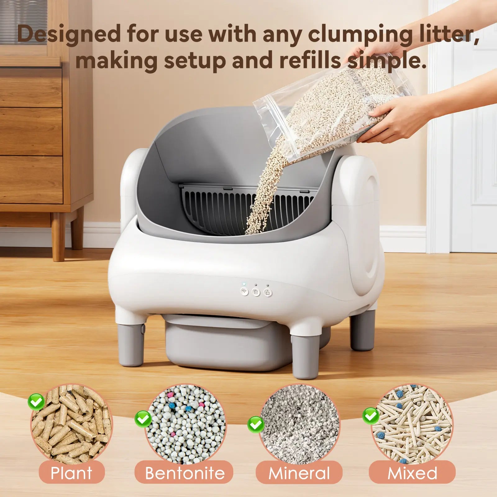 Automatic Litter Box for Multi-Cat Homes - Open-Top, APP Control, 2.4G Wifi Only, Safety Sensors, Odor Lock, 10.5L Large-Capacity Sealed Leak-Proof Waste Bin Self-Cleaning Cat Litter Tray