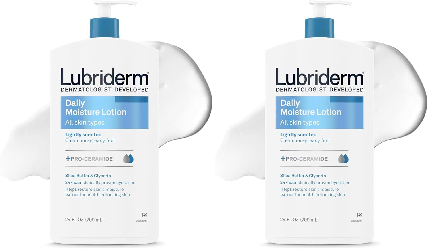 Lubriderm Daily Moisture Lotion + Pro-Ceramide, Shea Butter & Glycerin, Hydrating Face, Hand & Body Lotion, 24-Hour Moisturizer for Dry Skin, Paraben & Dye Free, Scented, Non-Greasy 24 FL OZ Pack of 3
