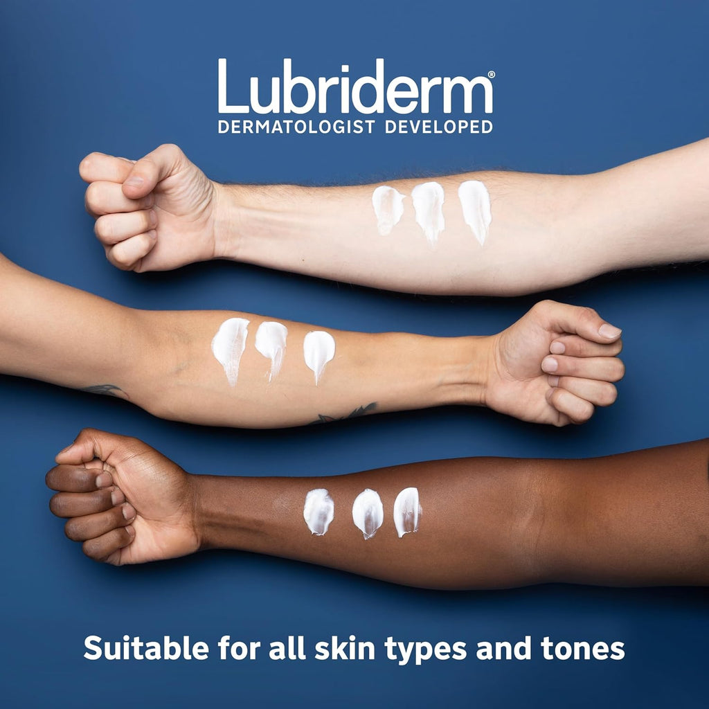 Lubriderm Daily Moisture Lotion + Pro-Ceramide, Shea Butter & Glycerin, Hydrating Face, Hand & Body Lotion, 24-Hour Moisturizer for Dry Skin, Paraben & Dye Free, Scented, Non-Greasy 24 FL OZ Pack of 3