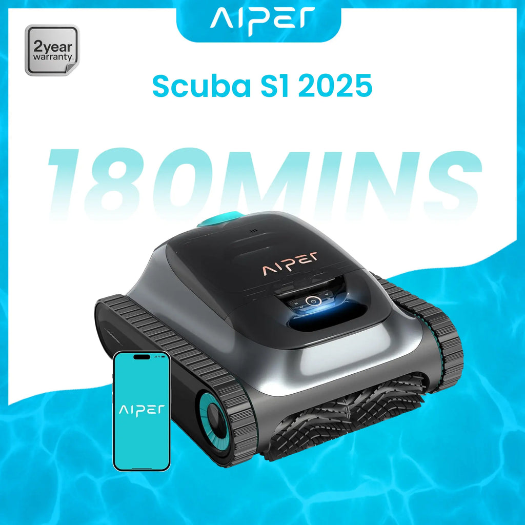 Aiper Scuba Upgrade Robotic Pool Cleaner, Wall & Waterline Cleaning, Pool Vacuum, Double Filtration, Extended 180-Min Battery Life, Smart Navigation, App Support, OTA Upgrade #Smartliving