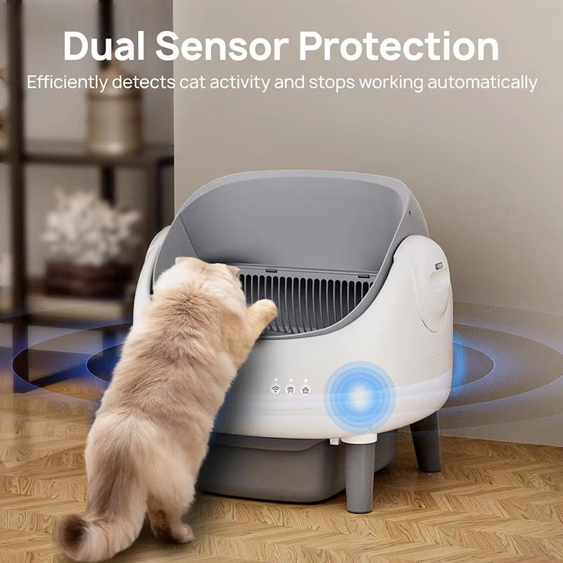 Open-Top round Plastic Self Cleaning Automatic Cat Litter Box App Control Odor Free Low Noise Multiple Cats Smart Stock