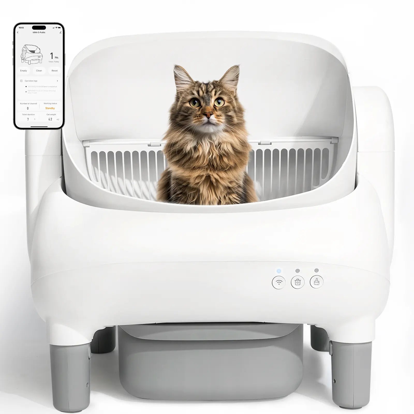 Automatic Litter Box for Multi-Cat Homes - Open-Top, APP Control, 2.4G Wifi Only, Safety Sensors, Odor Lock, 10.5L Large-Capacity Sealed Leak-Proof Waste Bin Self-Cleaning Cat Litter Tray
