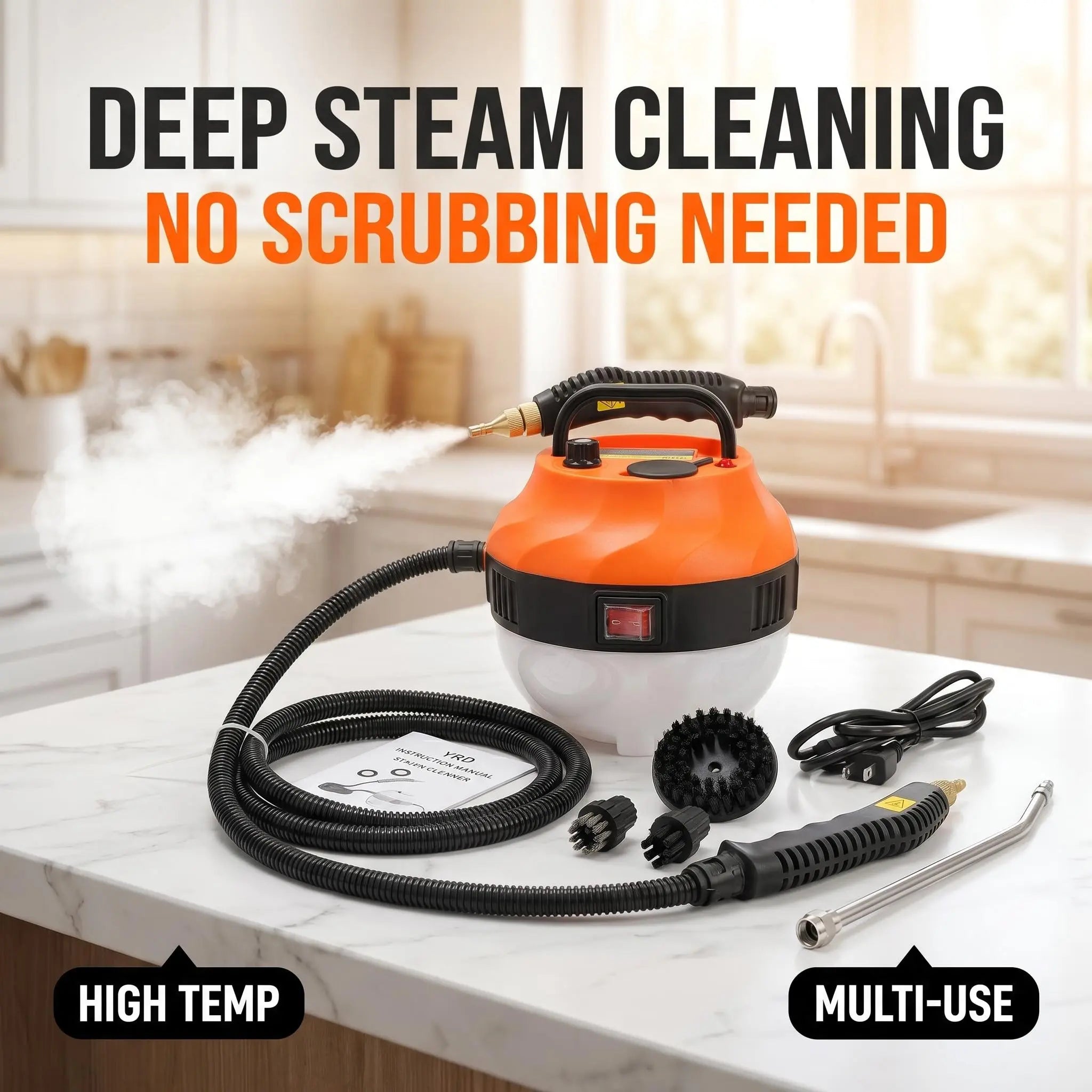 High Temp Portable Steam Cleaner - Antibacterial Multi-Use Machine with Multiple Accessories, No Scrubbing Needed, Lightweight Size Mop Steamer, Steam Floor Cleaner, Floor Cleaning Tool for Home & Car Deep Cleaning House