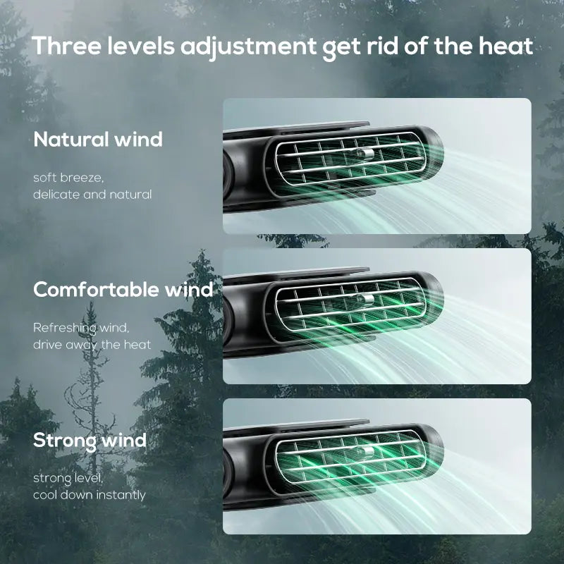 Joytutus Portable Car Seat Fan 3 Speeds Adjustable Car Headrest Cooling Air Fan USB Powered Air Cooling Fan for Front Rear Seat Passenger 3000Mah