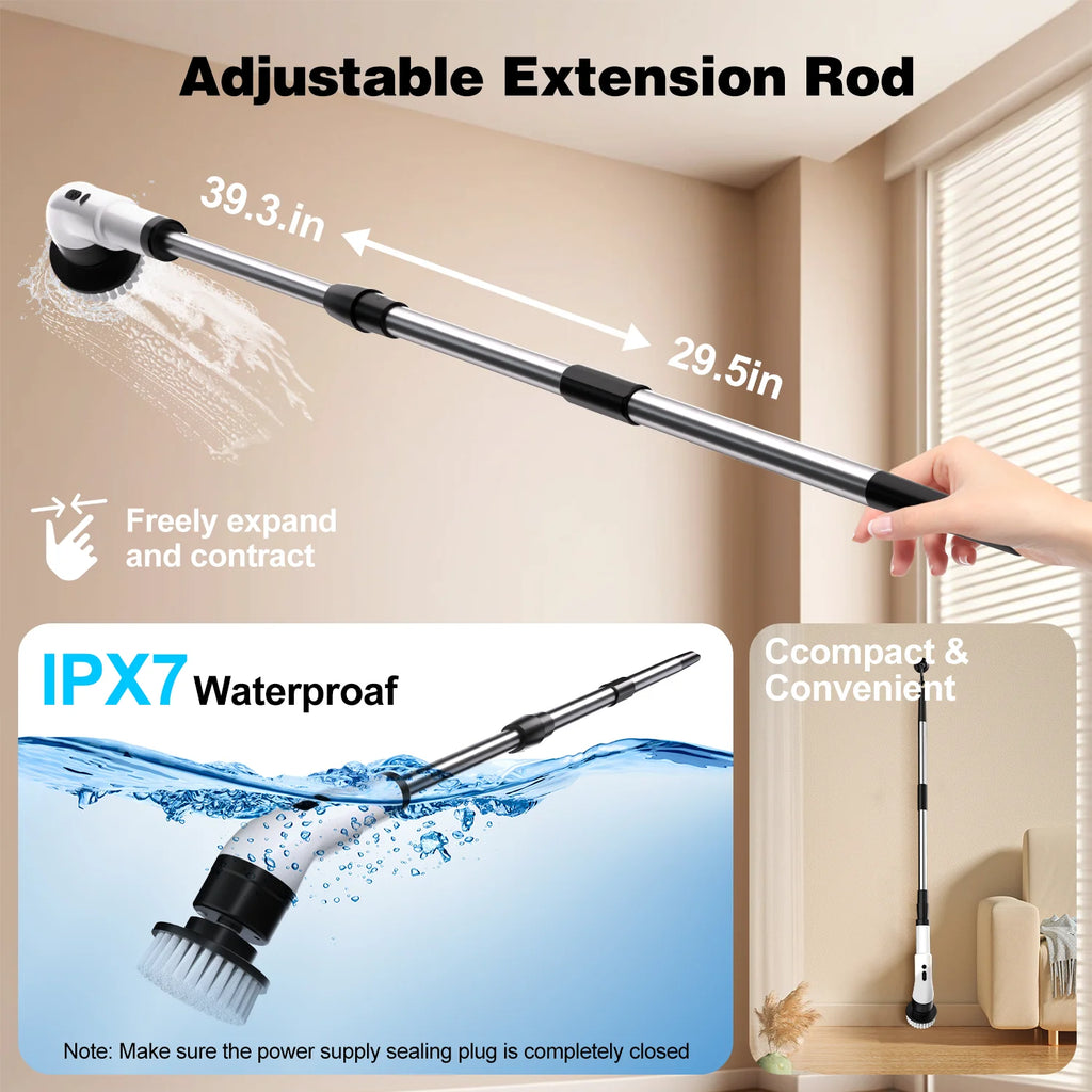 Electric Spin Scrubber Cordless - 500RPM Power Scrubber for Shower Cleaning, Bathroom 