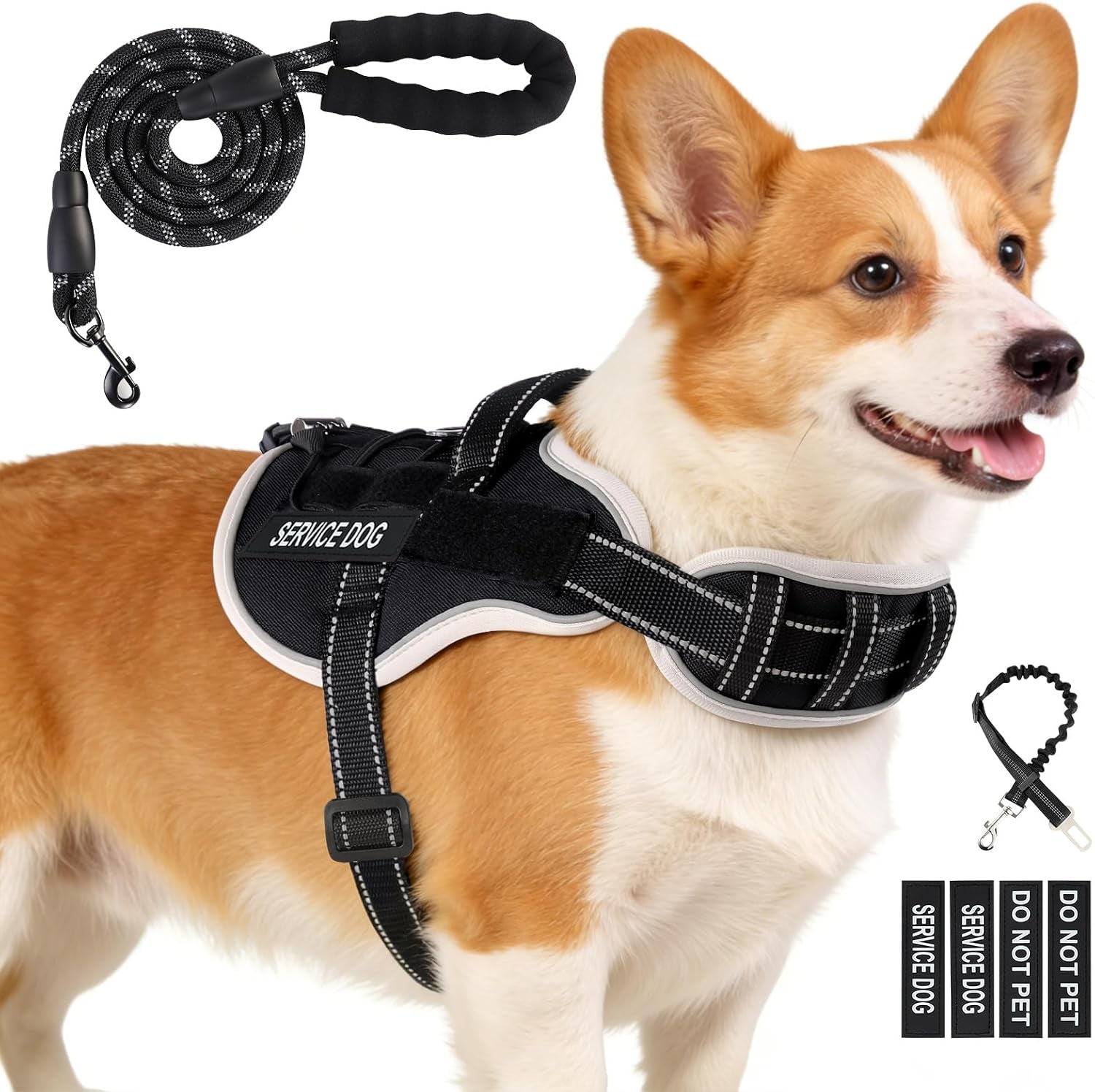 Service Dog Vest, No Pull Dog Harness Small Medium Sized Dog, Service Dog Harnesses and Leash Set, Reflective Easy Walk Dog Vest Harness with Handle, Service Animal Vest for Dogs(Pink, M)