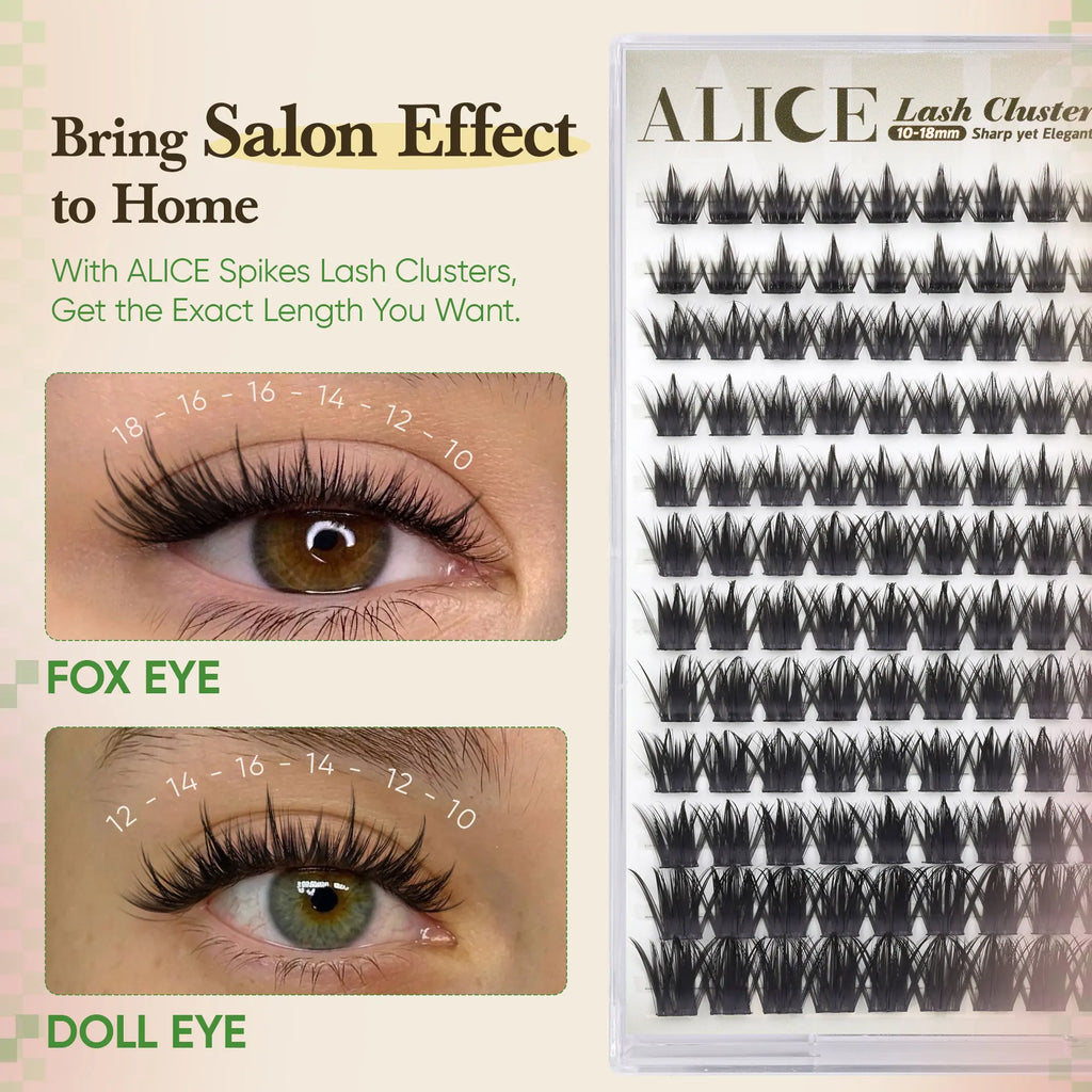 ALICE Natural Lash Extension Kit Spikes CD Curl Eyelash Clusters DIY Thin Band Individual Lashes 10-18Mm Cluster Eyelash Extensions for Daily&Workplace