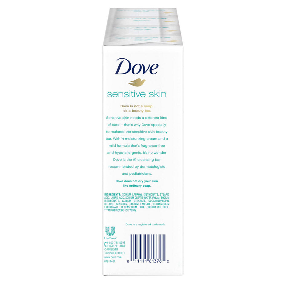 Dove Moisturizing Beauty Bar Soap Sensitive Skin, 3.75 Oz, 16 Bars