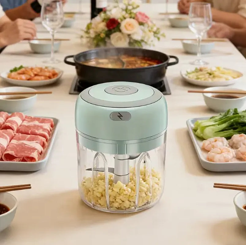 Portable Mini Multifunctional Electric Food Chopper, Single Speed Mincer for Veg, Tomato, Ginger Paste, Button Activated Mini Blender, Compact Kitchen Gadget for Baby Food, Seasoning & Daily Home Ingredient Prep for Small Family Home Cooking Daily Use