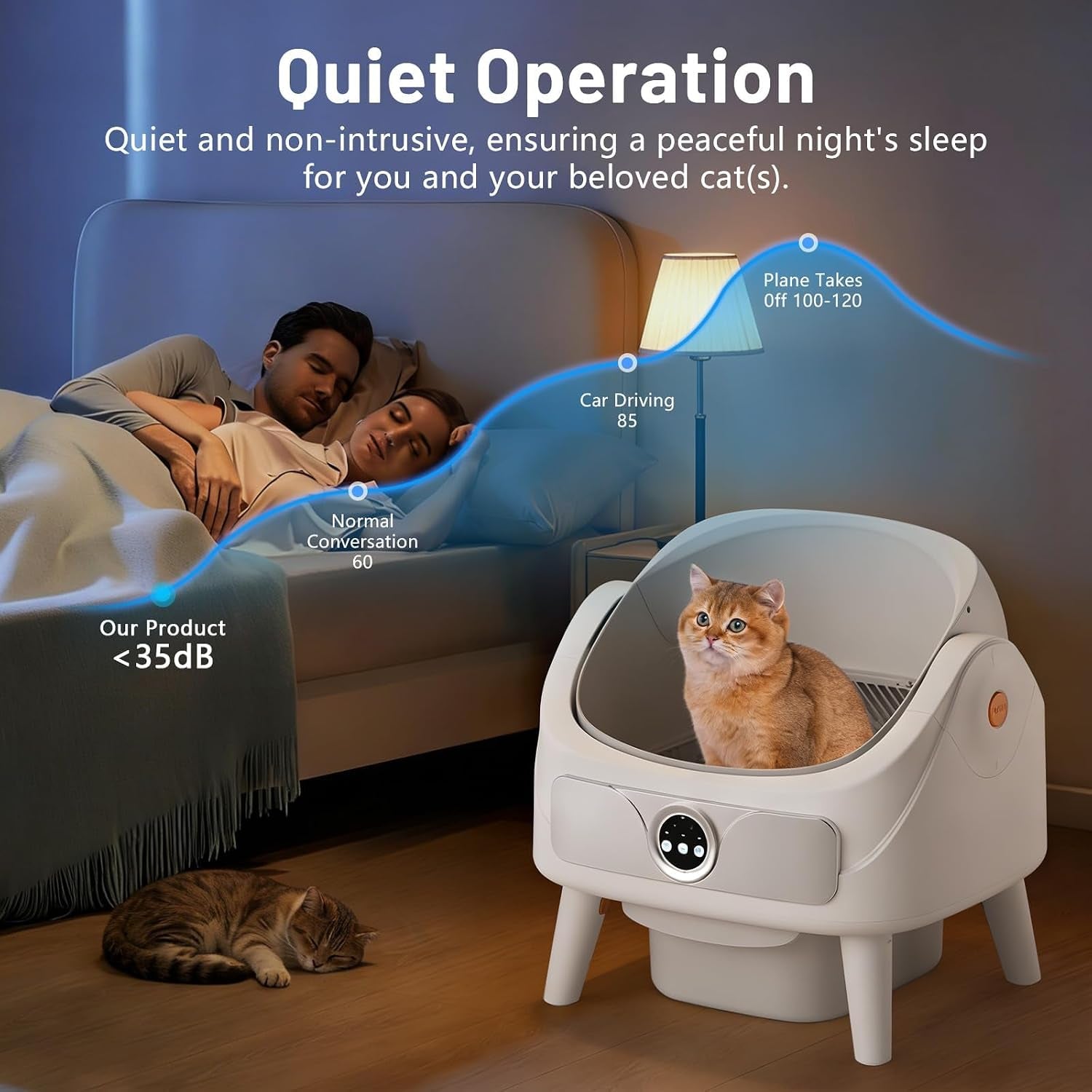 Self Cleaning Cat Litter Box, Open-Top Automatic Litter Box for Multiple Cats, Large Capacity Robot, APP Control, Safety Protection, 2 Rolls Litter Liners Bag, 1 Odor Eliminator, Cat Gift