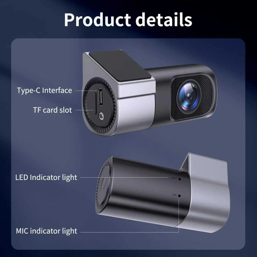 Wired Wifi Dash Cam 1080P HD ，Comes with a Free 32GB TF Card 360° Rotatable Mini Car Camera with Night Vision, Loop Recording, 24H Parking Monitor Dvr Card Storage