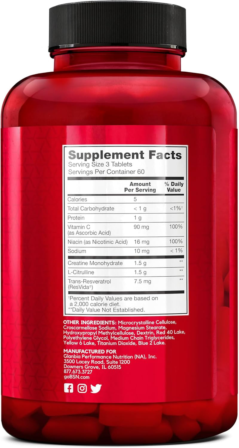 NITRIX 2.0, Workout Supplement, Nitric Oxide Precursors, 3G Creatine, 3G L Citrulline, L-Citrulline, Supports Workout Performance, Pumps, Muscle Recovery and Endurance, 180 Tablets, 60 Servings