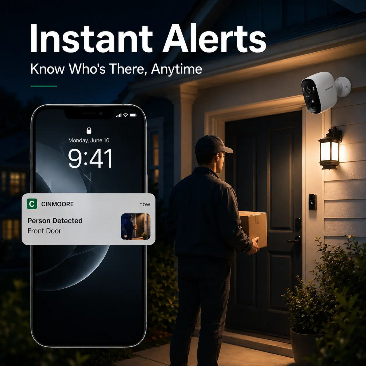 CINMOORE 2.5K Wireless Home Security Camera - Magnetic Wifi Camera with Color Night Vision, 2-Way Audio, Human Motion Sensor, Local Storage, Waterproof, Easy Installation, Smart Home Gadget for Garage, Camera Security Cameras for Home
