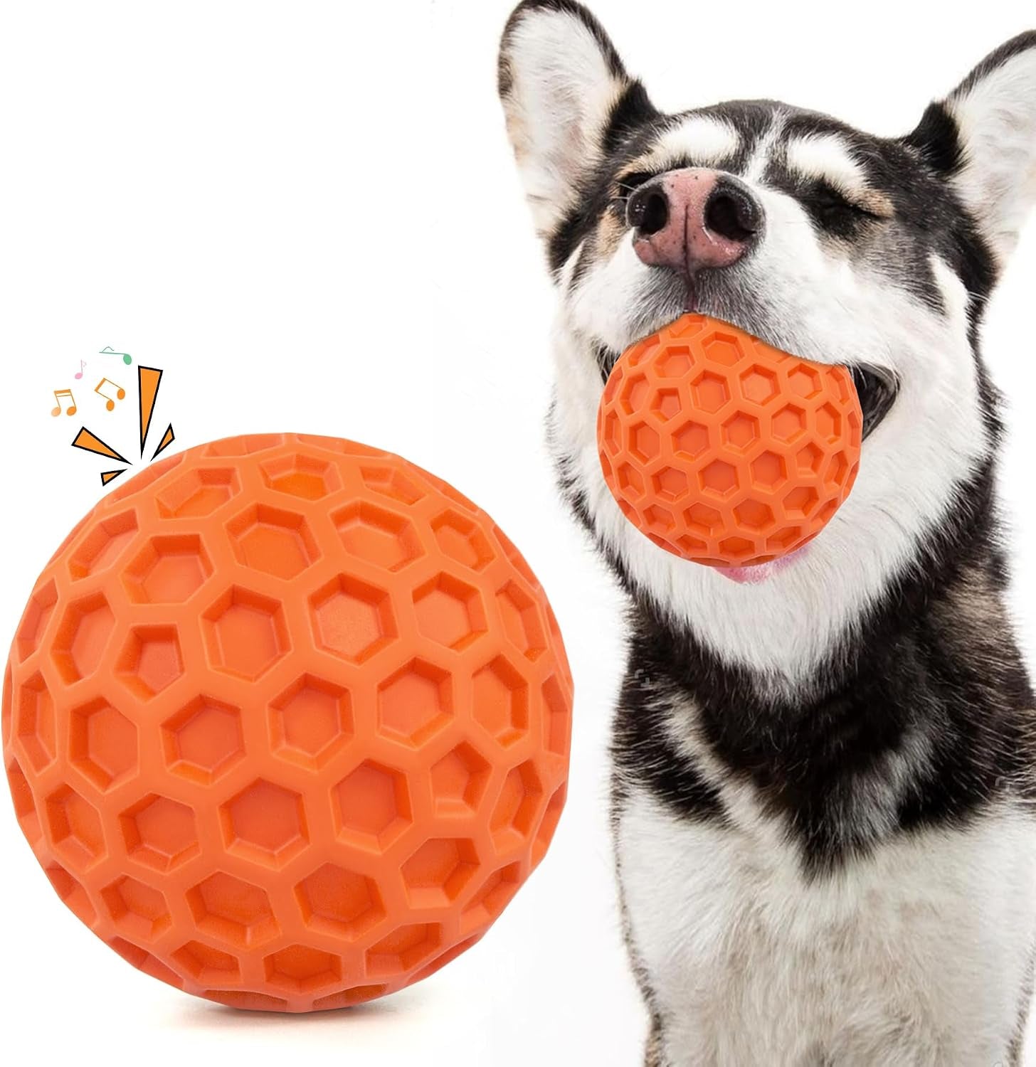 Squeaky Dog Toys for Aggressive Chewers, Indestructible Dog Balls for Aggressive Chewers, Squeaky Balls for Dogs, Interactive Toys for Large Dogs, Funny Heavy Duty Ball