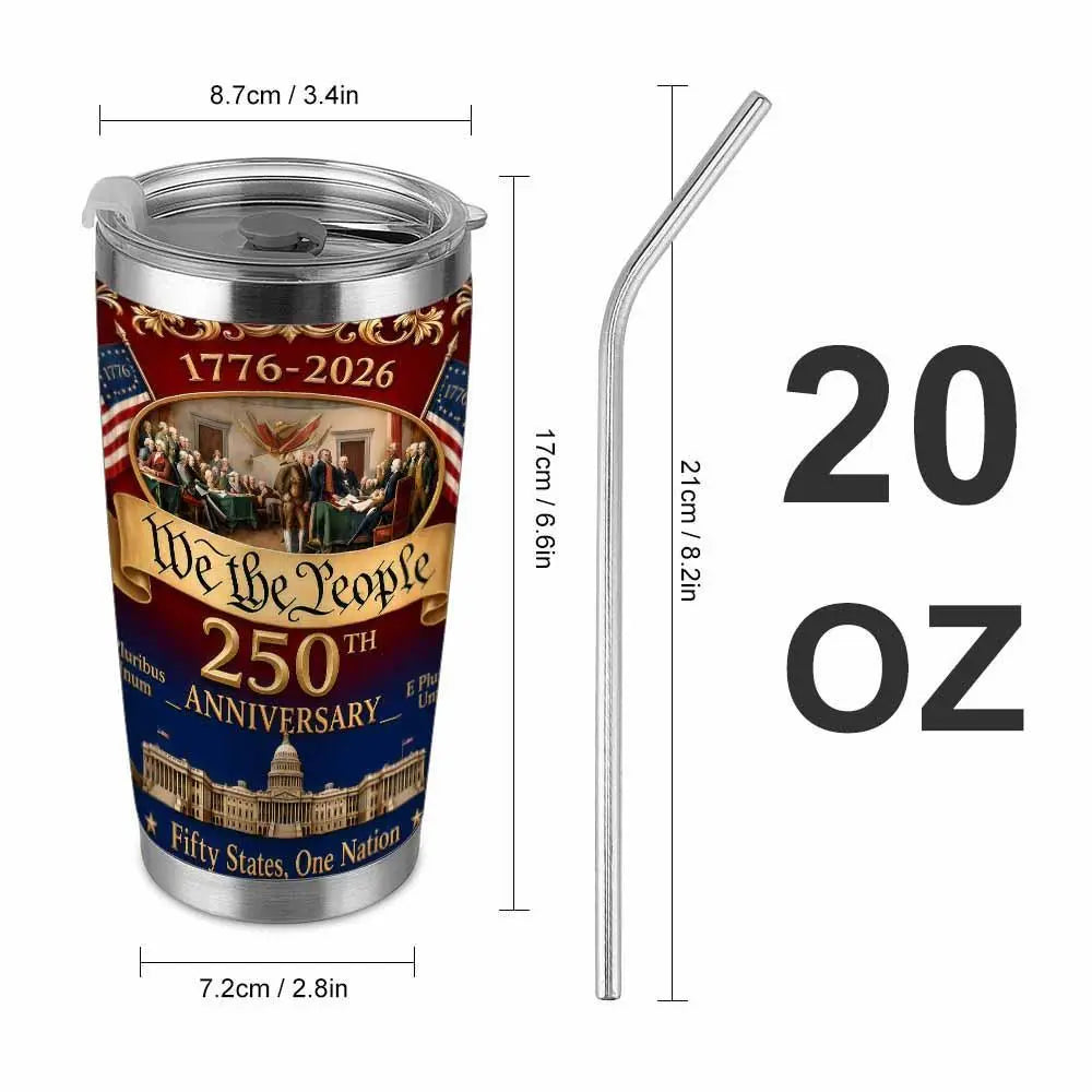 We the People 250Th Anniversary Patriotic Car Cup (40Oz/30Oz/20Oz) American Independence Print Double Wall Stainless Steel Leakproof Keeps Drinks Hot or Cold Perfect for Office Travel Outdoor Events Holiday Celebration Gift for Friends Summerwins