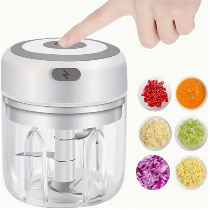 Portable Mini Multifunctional Electric Food Chopper, Single Speed Mincer for Veg, Tomato, Ginger Paste, Button Activated Mini Blender, Compact Kitchen Gadget for Baby Food, Seasoning & Daily Home Ingredient Prep for Small Family Home Cooking Daily Use