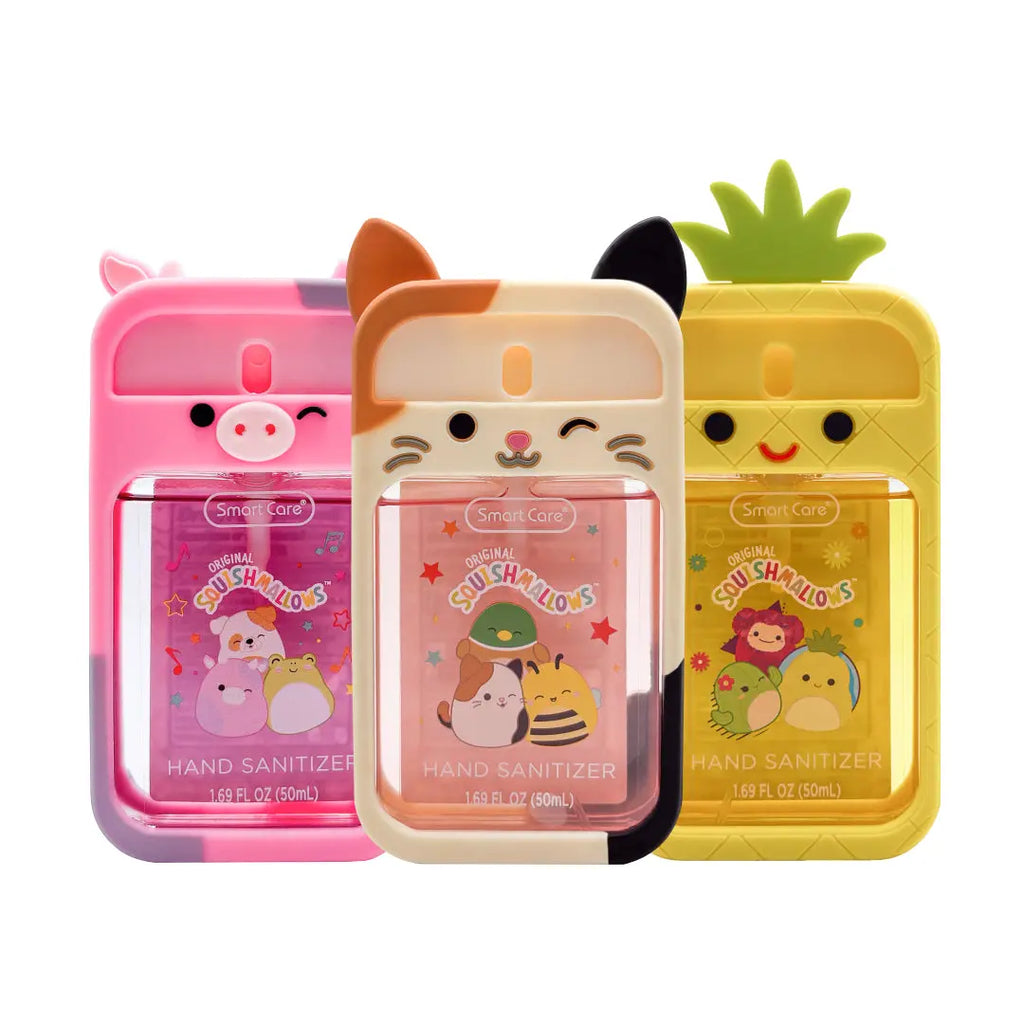 Smart Care Squishmallows Hand Sanitizer Sprays with Case and Wristlet, 1.69Oz, Quick-Drying and Non-Sticky, Kills 99% of Germs, Assorted Scents