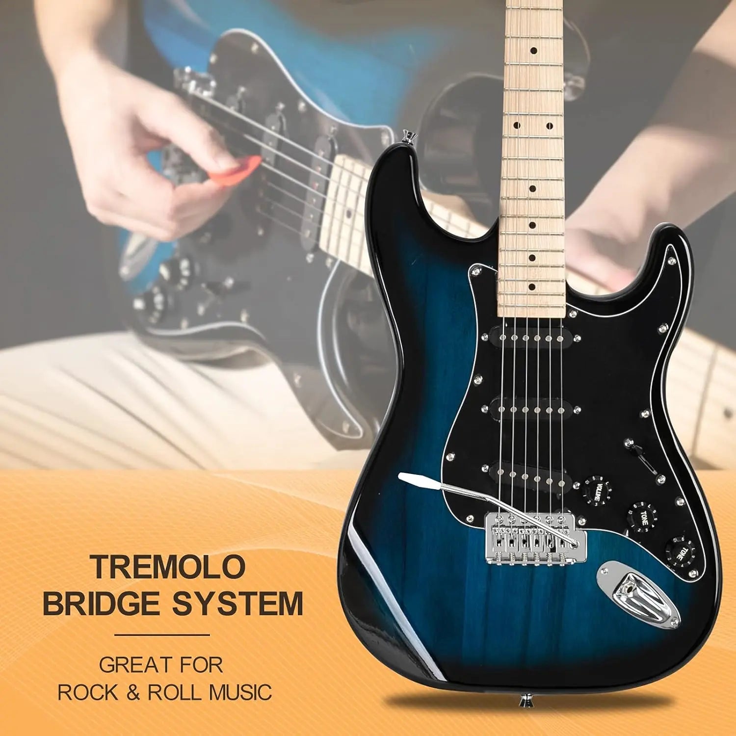 GLARRY Full Size Electric Guitar for Music Lover Beginner with 20W Amp and Accessories Pack Guitar Bag