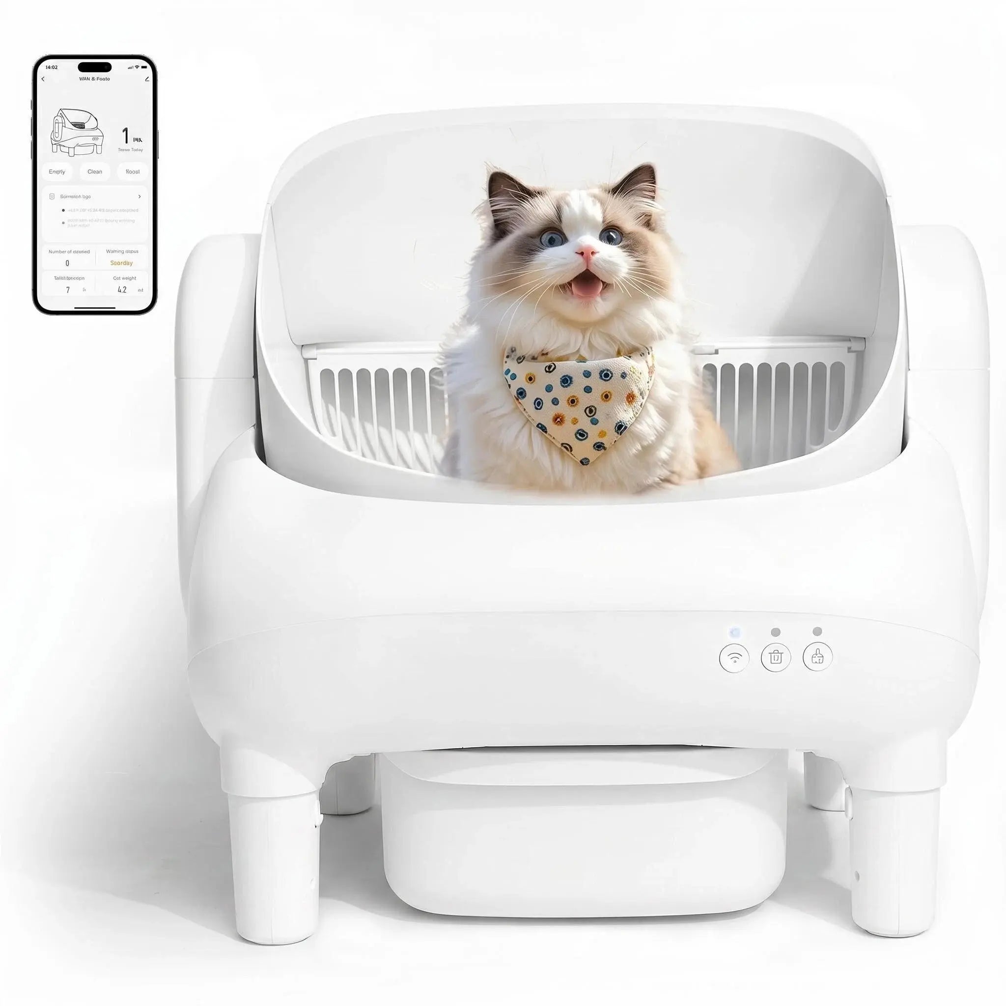 Automatic Litter Box for Multi-Cat Homes - Open-Top, APP Control, 2.4G Wifi Only, Safety Sensors, Odor Lock, 10.5L Large-Capacity Sealed Leak-Proof Waste Bin Self-Cleaning Cat Litter Tray