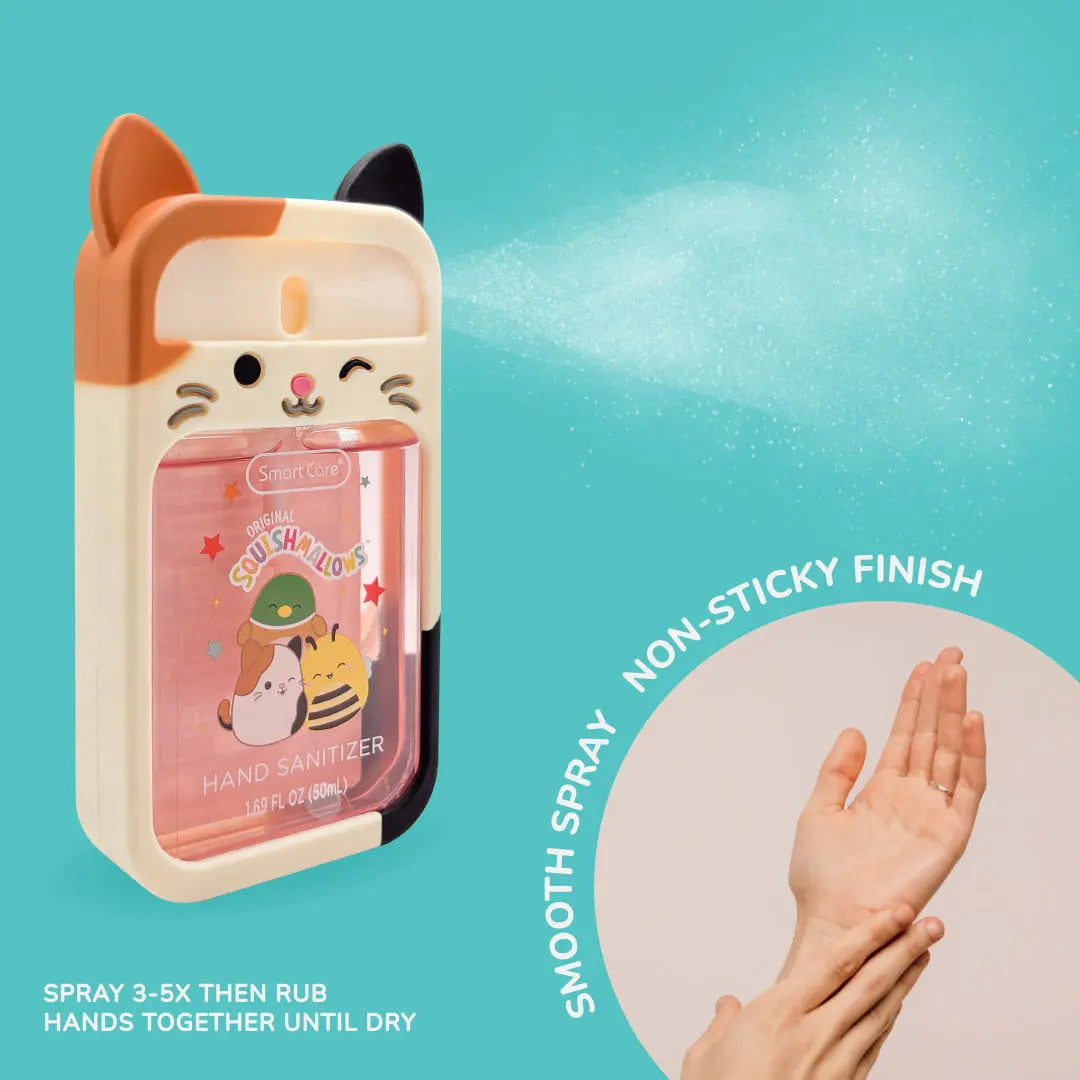 Smart Care Squishmallows Hand Sanitizer Sprays with Case and Wristlet, 1.69Oz, Quick-Drying and Non-Sticky, Kills 99% of Germs, Assorted Scents