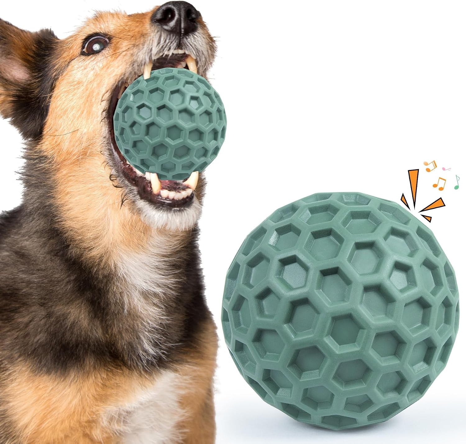 Squeaky Dog Toys for Aggressive Chewers, Indestructible Dog Balls for Aggressive Chewers, Squeaky Balls for Dogs, Interactive Toys for Large Dogs, Funny Heavy Duty Ball