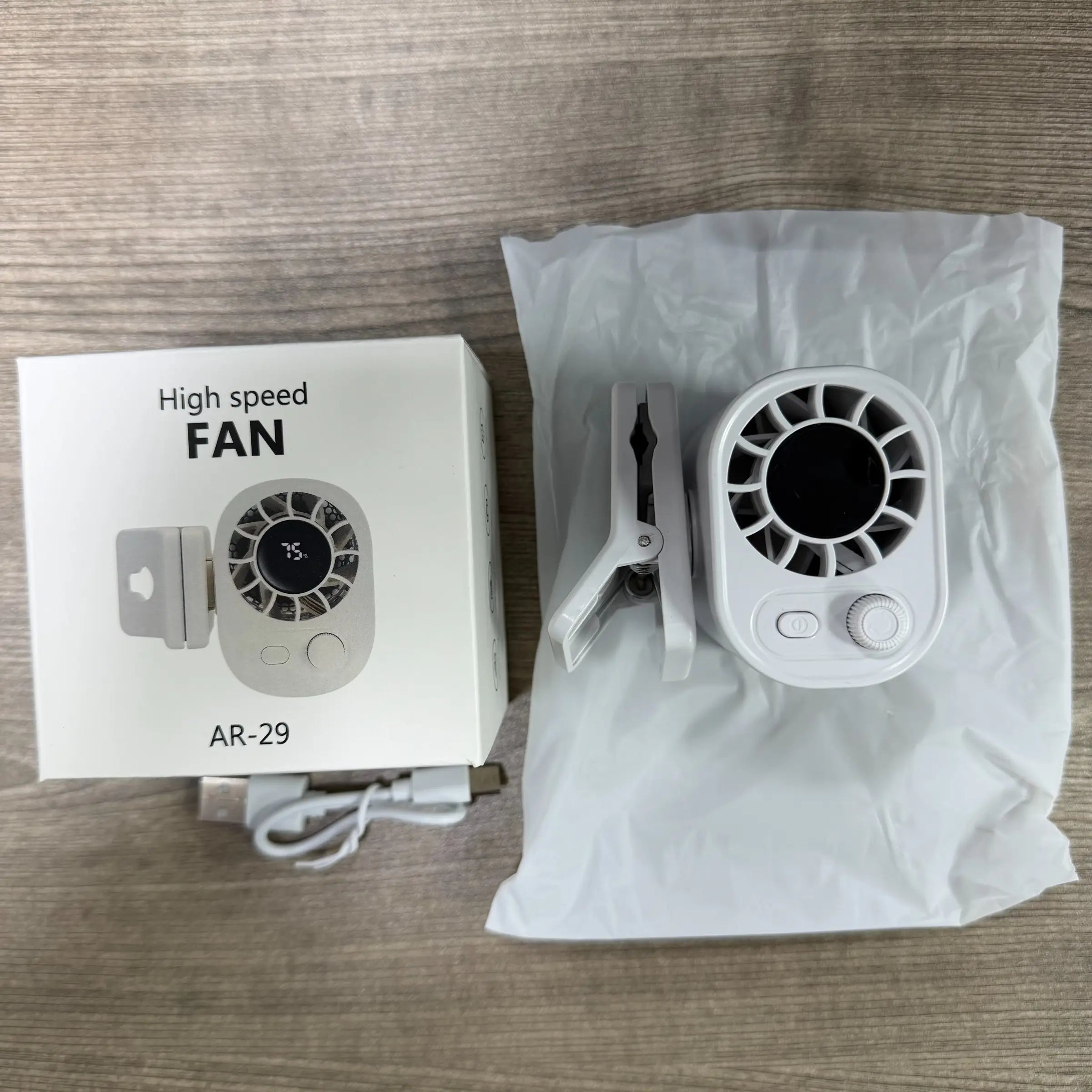 Car Clip-On Fan with LED Display, 360° Rotation, Stepless Speed Adjustment, USB Rechargeable 1800Mah Battery, Personal Portable Cooling Fan, Button Control