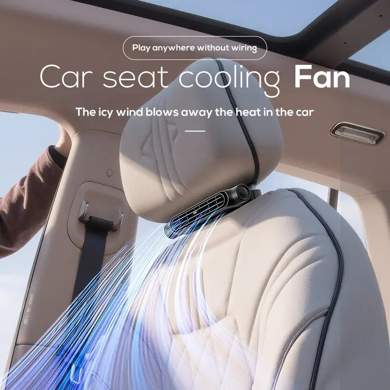 Joytutus Portable Car Seat Fan 3 Speeds Adjustable Car Headrest Cooling Air Fan USB Powered Air Cooling Fan for Front Rear Seat Passenger 3000Mah
