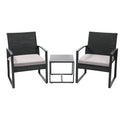 MURAGO 3-Piece Outdoor Furniture Set, Patio Bistro Set with Waterproof Wicker Chairs, Glass Table & Cushions for Garden, Balcony Clearance, Patio Furniture Set Summergarden