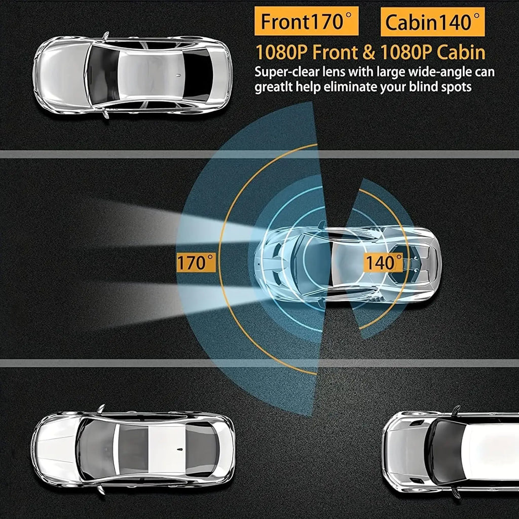 WHATOOK Dual Camera Automotive Video Recorder, 1080P Ultra HD Car Cameras, Mini Car Interior Dashcam with Night Vision, Dashboard Accessories, Includes 32GB Memory Card, 1080P Car Cameras, Car Dashboard Screen Car Cameras